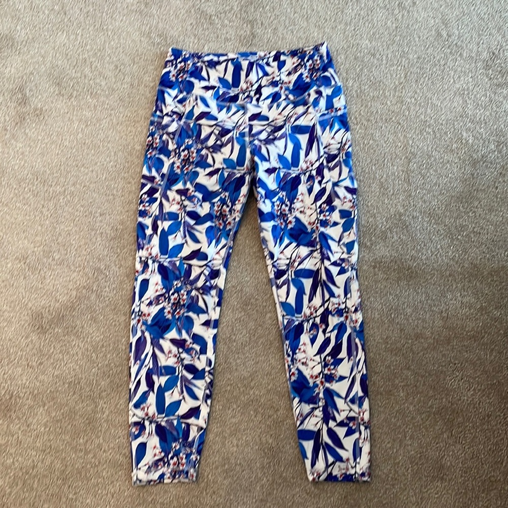 SEAAV Blue flora ankle leggings